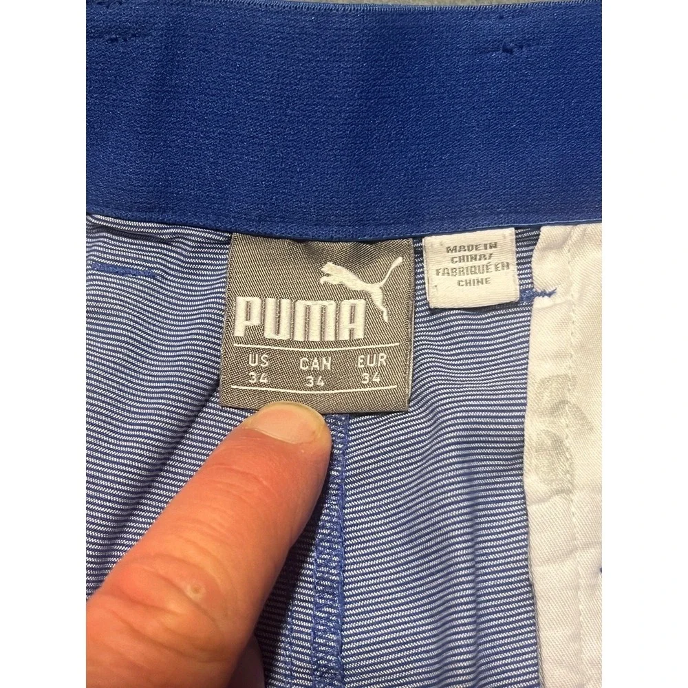 Puma Golf Shorts Men's 34 Blue Performance Stretch Chino Flat Front Casual